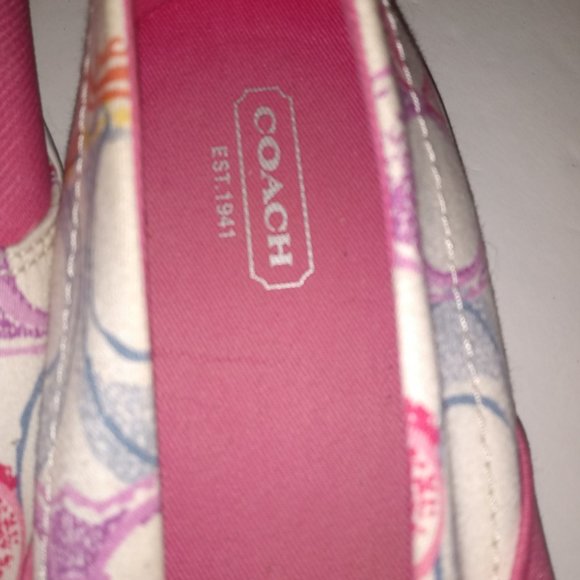 Coach Women's Sneakers Off white multi-colored Signature C flats Size 8.5 - Picture 2 of 10